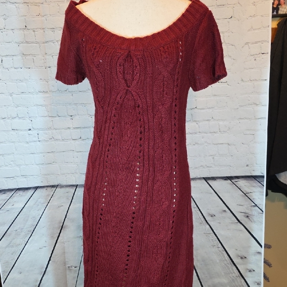 Decree Maroon Knit Mini Dress‎